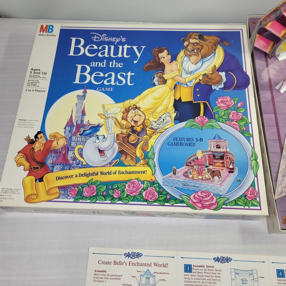 Milton Bradley Disney Beauty and the Beast Game 3-D Board Game 1991 Vintage 4204 - Picture 2 of 8